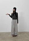 Brota Strap Fleece Wide Banding Pants