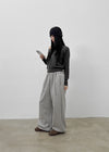 Brota Strap Fleece Wide Banding Pants