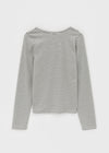 Dirun Fleece Striped U-neck Long-sleeved T-shirt