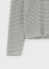 Dirun Fleece Striped U-neck Long-sleeved T-shirt