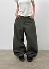 Flannel Fleece Striped Balloon Wide Pants