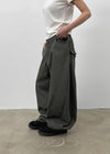 Flannel Fleece Striped Balloon Wide Pants