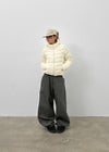 Flannel Fleece Striped Balloon Wide Pants