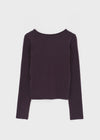 T-nock Fleece Shirring V-neck Long-sleeved T-shirt
