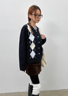 Plinilo Argyle Wool Knit Cardigan