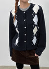 Plinilo Argyle Wool Knit Cardigan