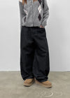 Flannel Fleece Striped Balloon Wide Pants