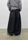 Flannel Fleece Striped Balloon Wide Pants
