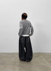 Flannel Fleece Striped Balloon Wide Pants