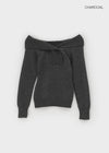 Ueki Button Off-shoulder Knit