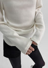 Poron Shirring Strap Off-shoulder Fleece Long-sleeved T-shirt