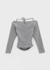 Poron Shirring Strap Off-shoulder Fleece Long-sleeved T-shirt