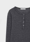 Reden Basic Henley Neck Brushed Long Sleeve T-shirt