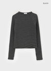 Yeop Peach Fleece Striped Warmer Long Sleeve T-shirt