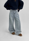 Bevan Raised Fleece Wide Denim Pants
