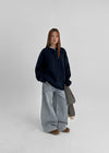 Bevan Raised Fleece Wide Denim Pants