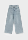 Bevan Raised Fleece Wide Denim Pants