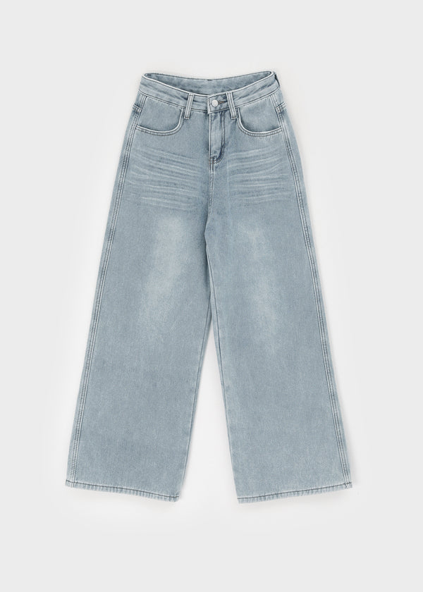 Bevan Raised Fleece Wide Denim Pants