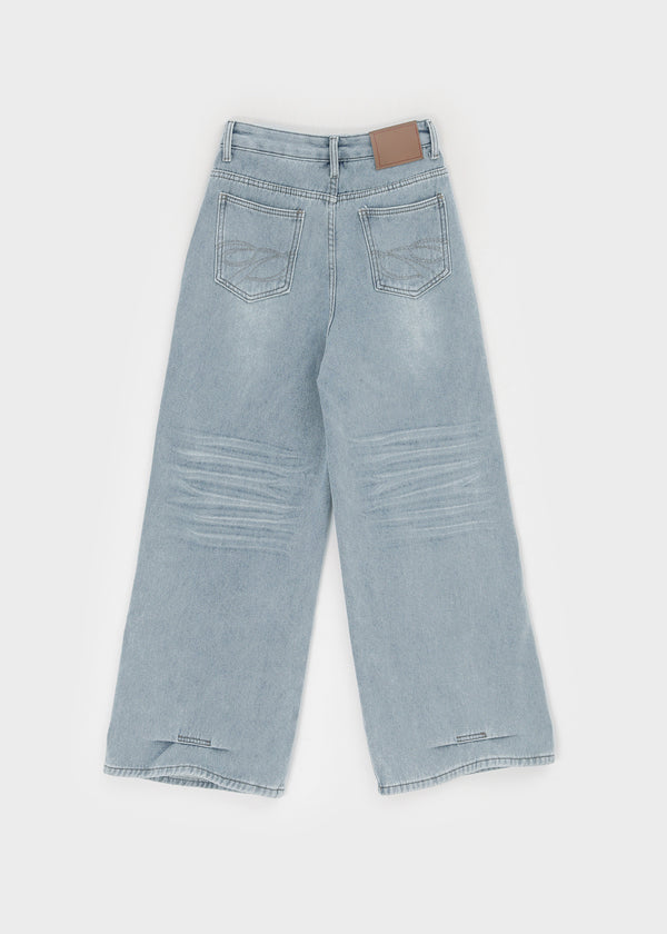 Bevan Raised Fleece Wide Denim Pants