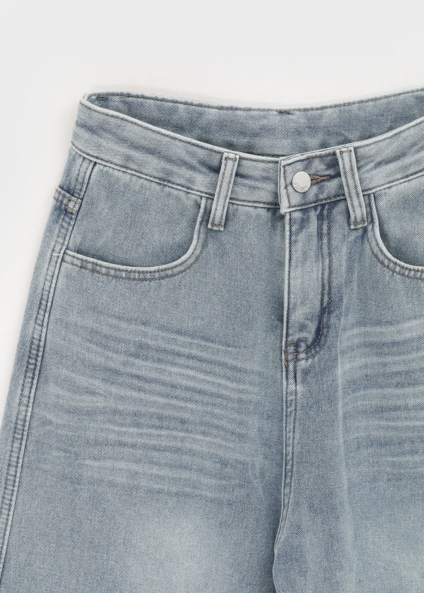 Bevan Raised Fleece Wide Denim Pants