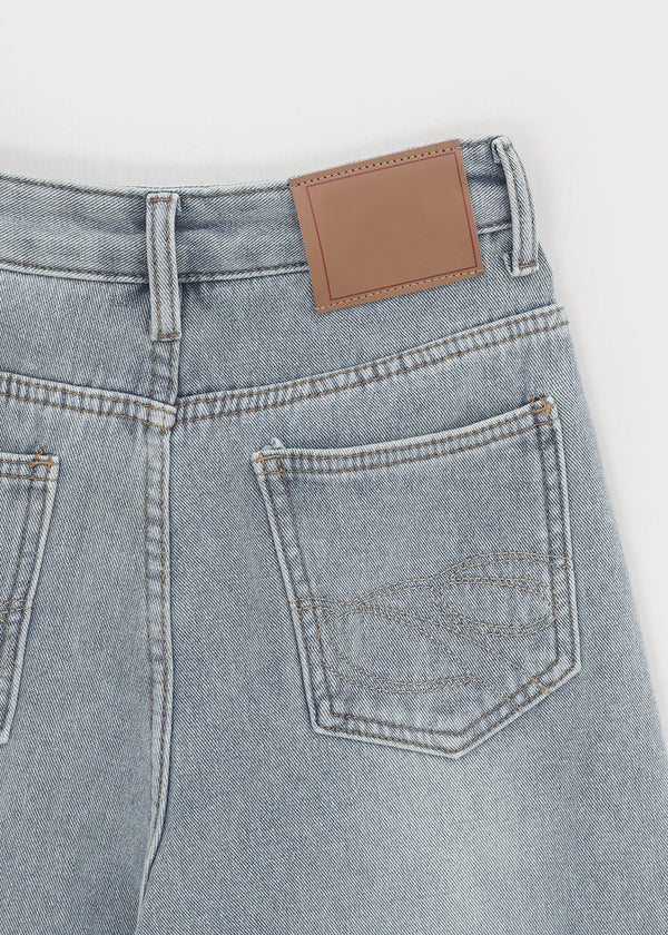 Bevan Raised Fleece Wide Denim Pants