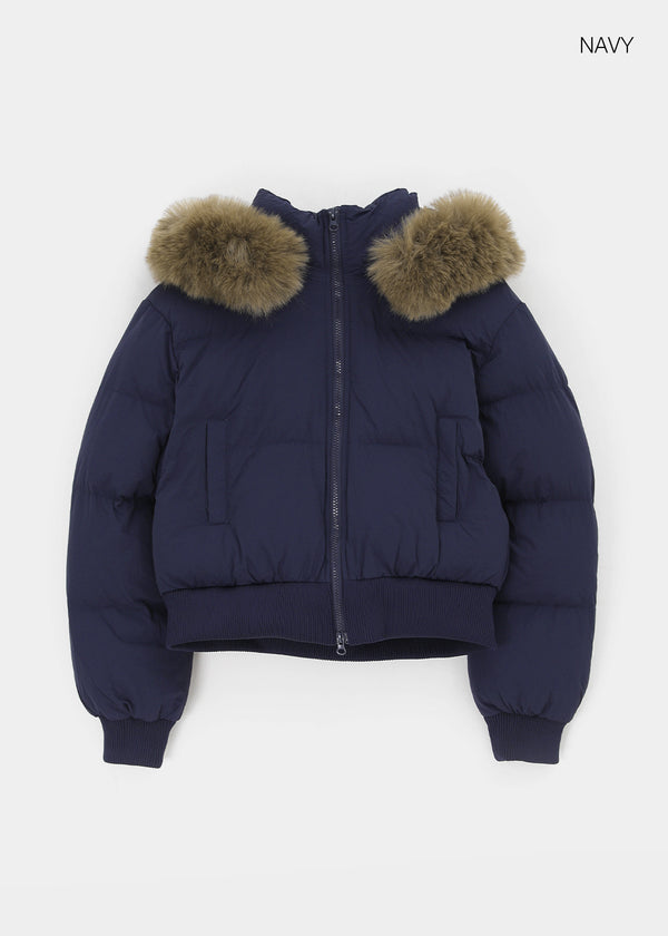 Pomme Fur Trimming Hooded Short Wellon Padding (4 Oz)