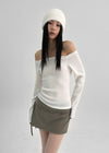 Pongne Strap Fleece Banding Mini Skirt