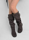 Home Ten Suede Belt Wrinkle Long Boots
