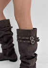 Home Ten Suede Belt Wrinkle Long Boots