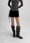 Home Ten Suede Belt Wrinkle Long Boots