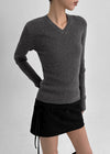 [MADE] Tanjiki Wool V-neck Ribbed Knit