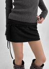 Pongne Strap Fleece Banding Mini Skirt