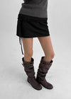 Pongne Strap Fleece Banding Mini Skirt