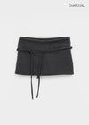 Pongne Strap Fleece Banding Mini Skirt