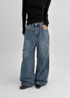 Rapcle Side Rivet Wide Denim Pants