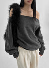 Poenat Wool Off-shoulder Knit