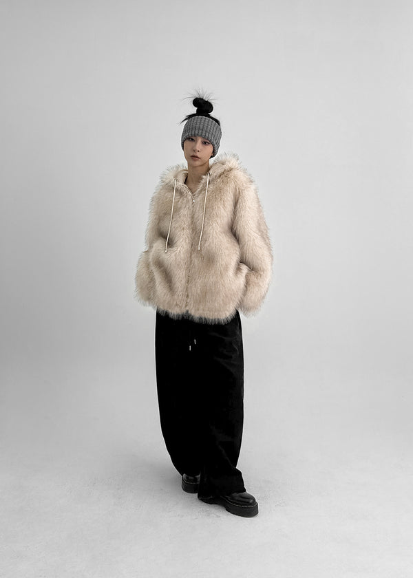 Kaylon Reversible Hooded Fur Jacket