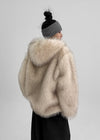 Kaylon Reversible Hooded Fur Jacket