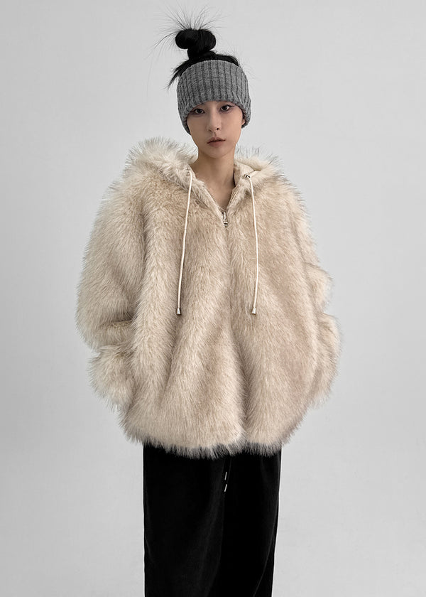 Kaylon Reversible Hooded Fur Jacket