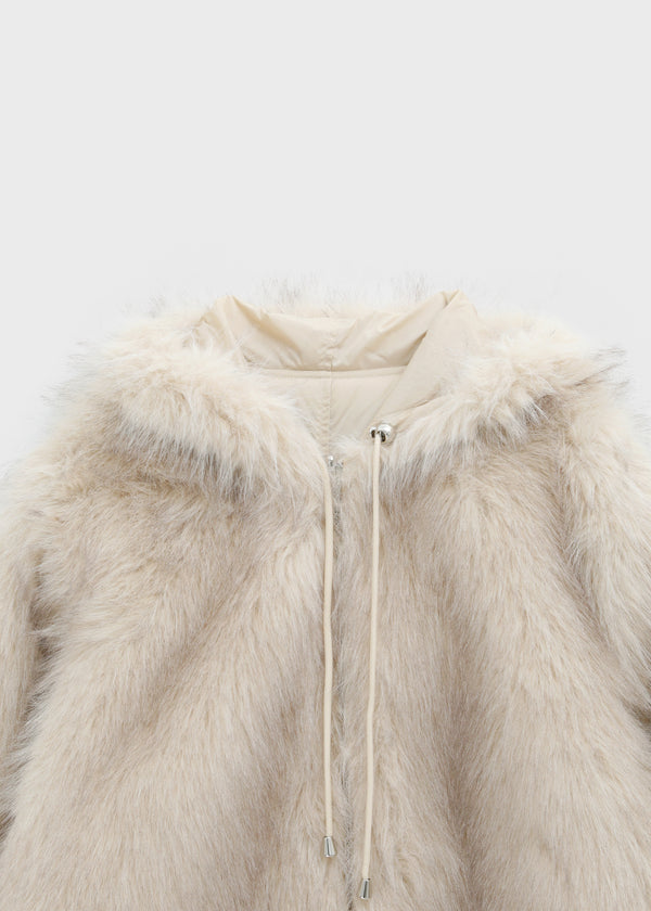 Kaylon Reversible Hooded Fur Jacket