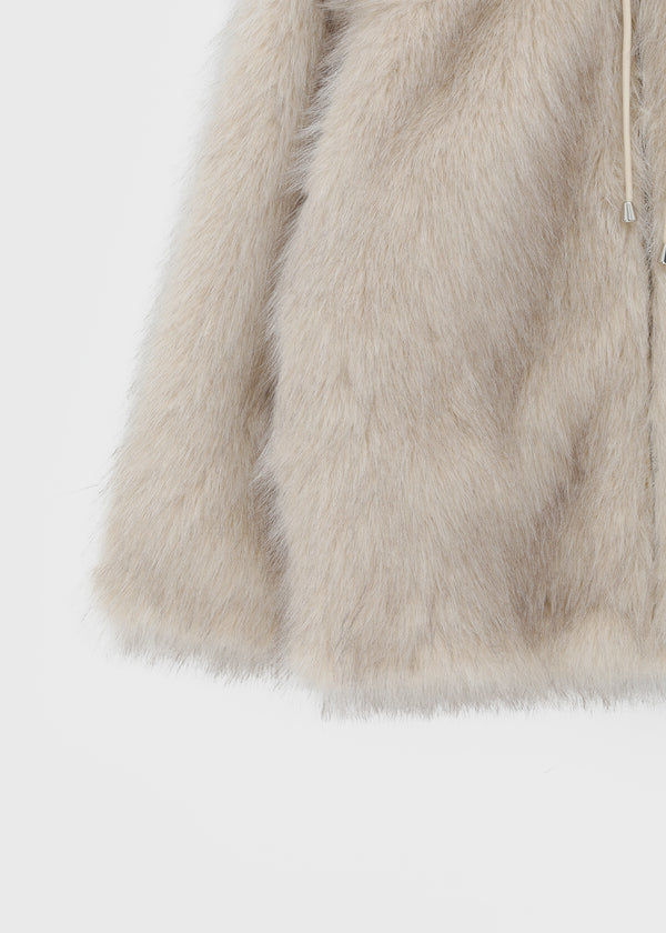 Kaylon Reversible Hooded Fur Jacket