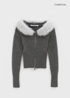 [MADE] Eriki Fur Trimming Knit Zip-up (Set Available)