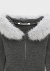 [MADE] Eriki Fur Trimming Knit Zip-up (Set Available)