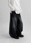 Loppen-striped Balloon Wide Denim Pants