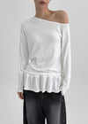 Kenting Frill Layered One-shoulder Fleece Long-sleeve T-shirt
