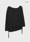 Kenting Frill Layered One-shoulder Fleece Long-sleeve T-shirt