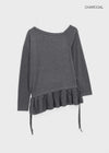 Kenting Frill Layered One-shoulder Fleece Long-sleeve T-shirt