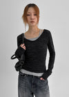Ritemine SET - Stripe long-sleeved T-shirt, fleece sleeveless