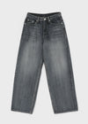 Ribbed Wash Wide Denim Pants
