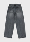 Ribbed Wash Wide Denim Pants